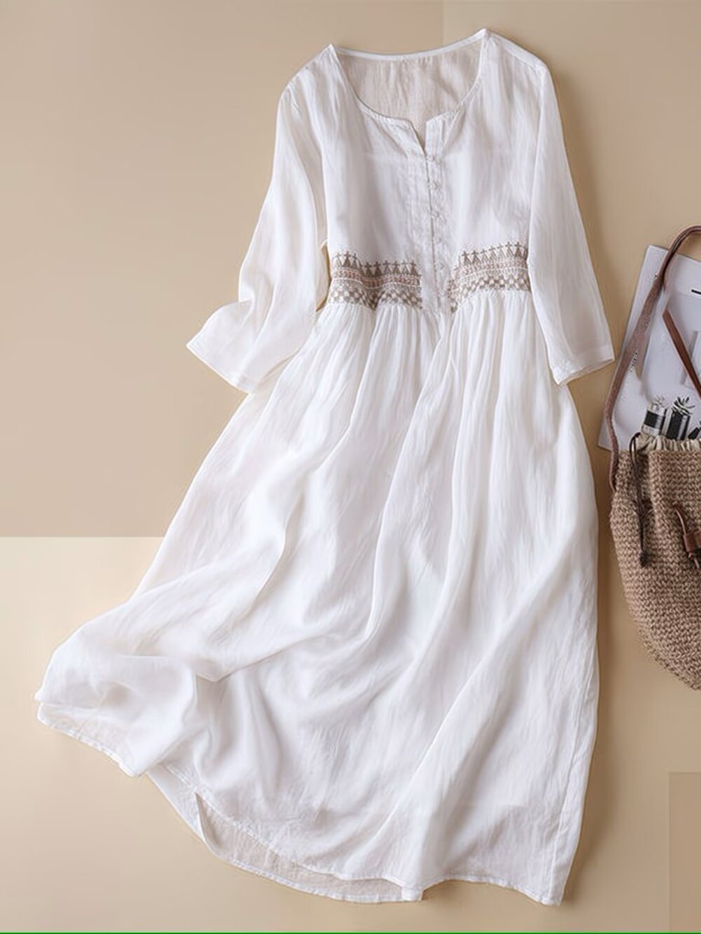 NWOT Vintage Embroidered Summer Midi Length Dress